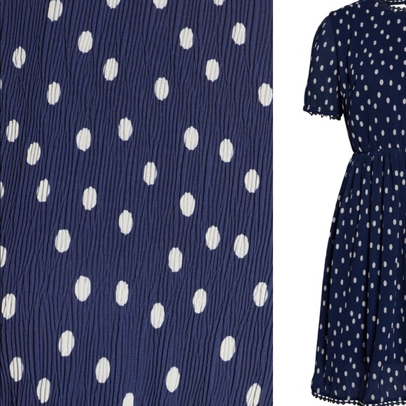 1901 Nordstrom Polka Dot Crinkle Chiffon Fit Flare - Picture 3 of 8